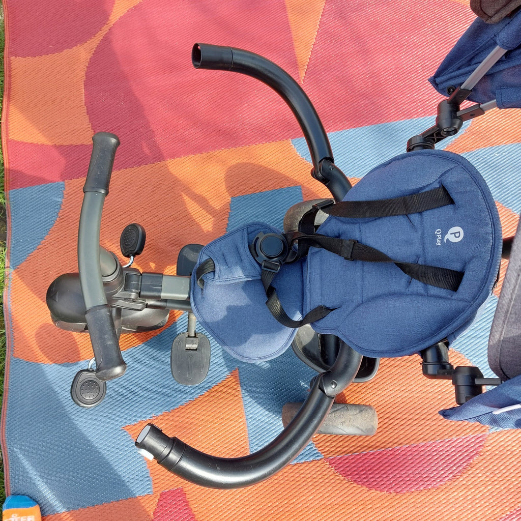 QPlay Rito Star Folding Trike Bike, Blue, With Sun Canopy