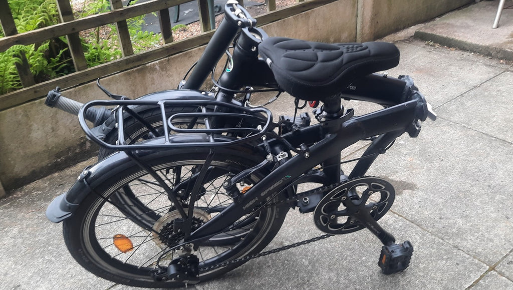 Ecosmo Folding Bike 20in Black, Mudguards, Rear Rack, 7-Speed, Reflectors