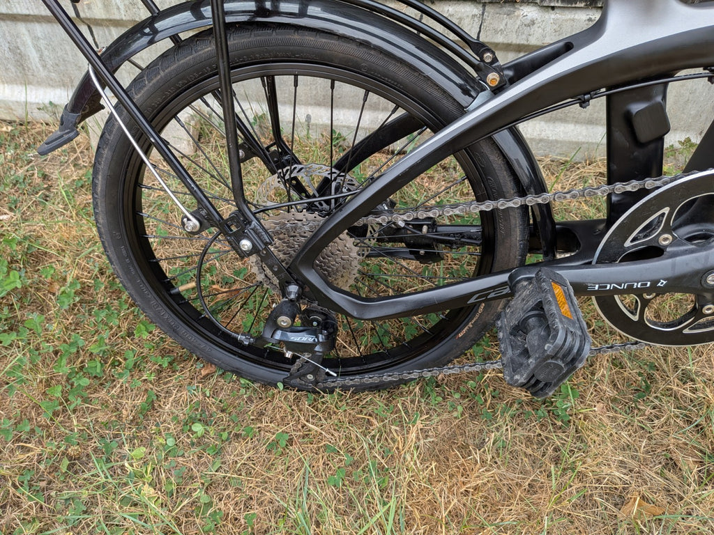 FURO Systems CARBON FRAME Folding Bike 20in 9-Speed Hydraulic Disc Brakes Rack