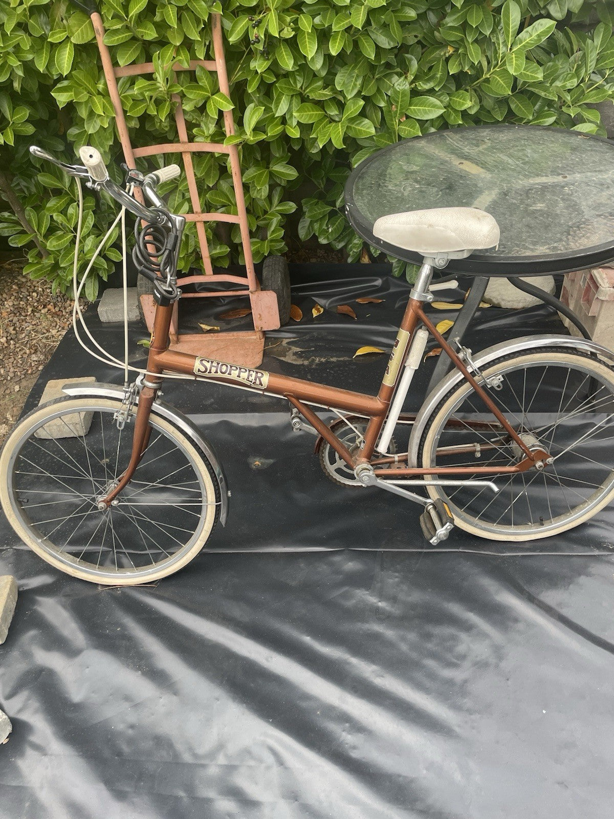 BSA Shopper Folding Bike 20 in 1 Speed Brown/White Mudguards Caliper Brakes