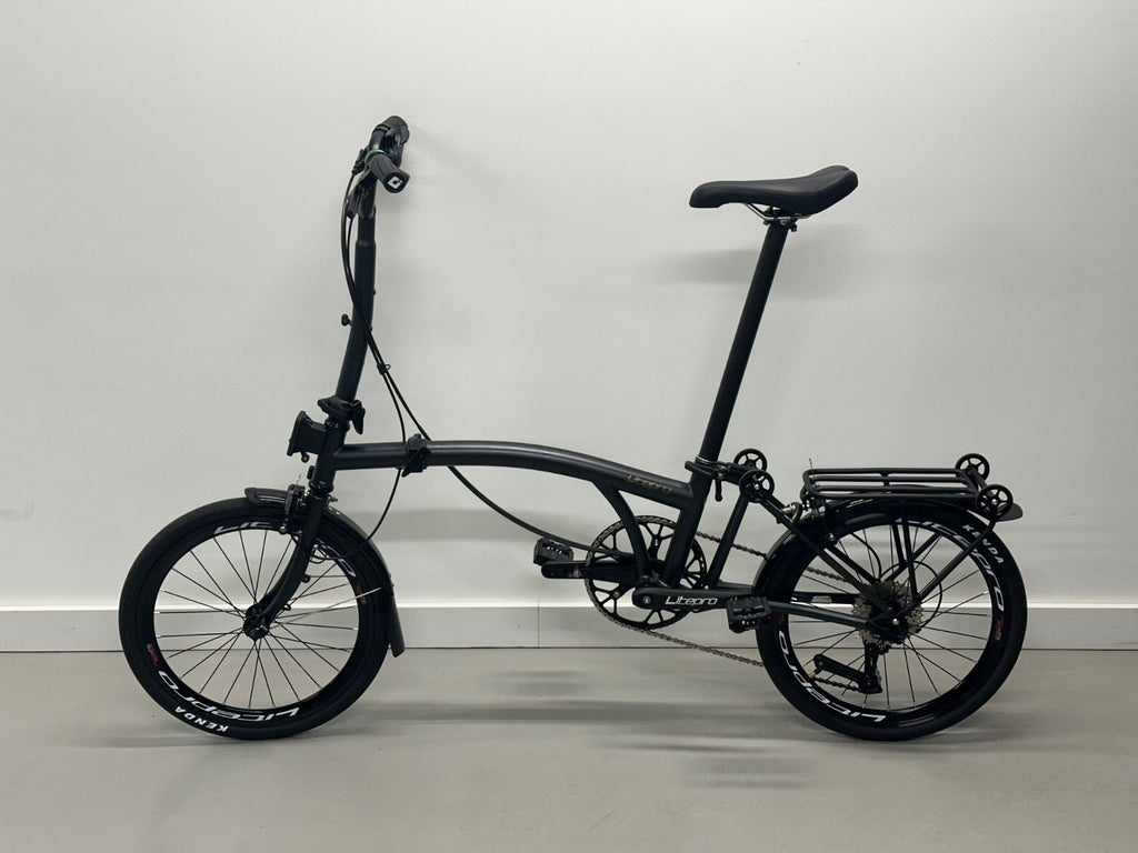Litepro R20 Brompton Style Folding Bike 20inch 9 Speed - M bar - Titanium Colour