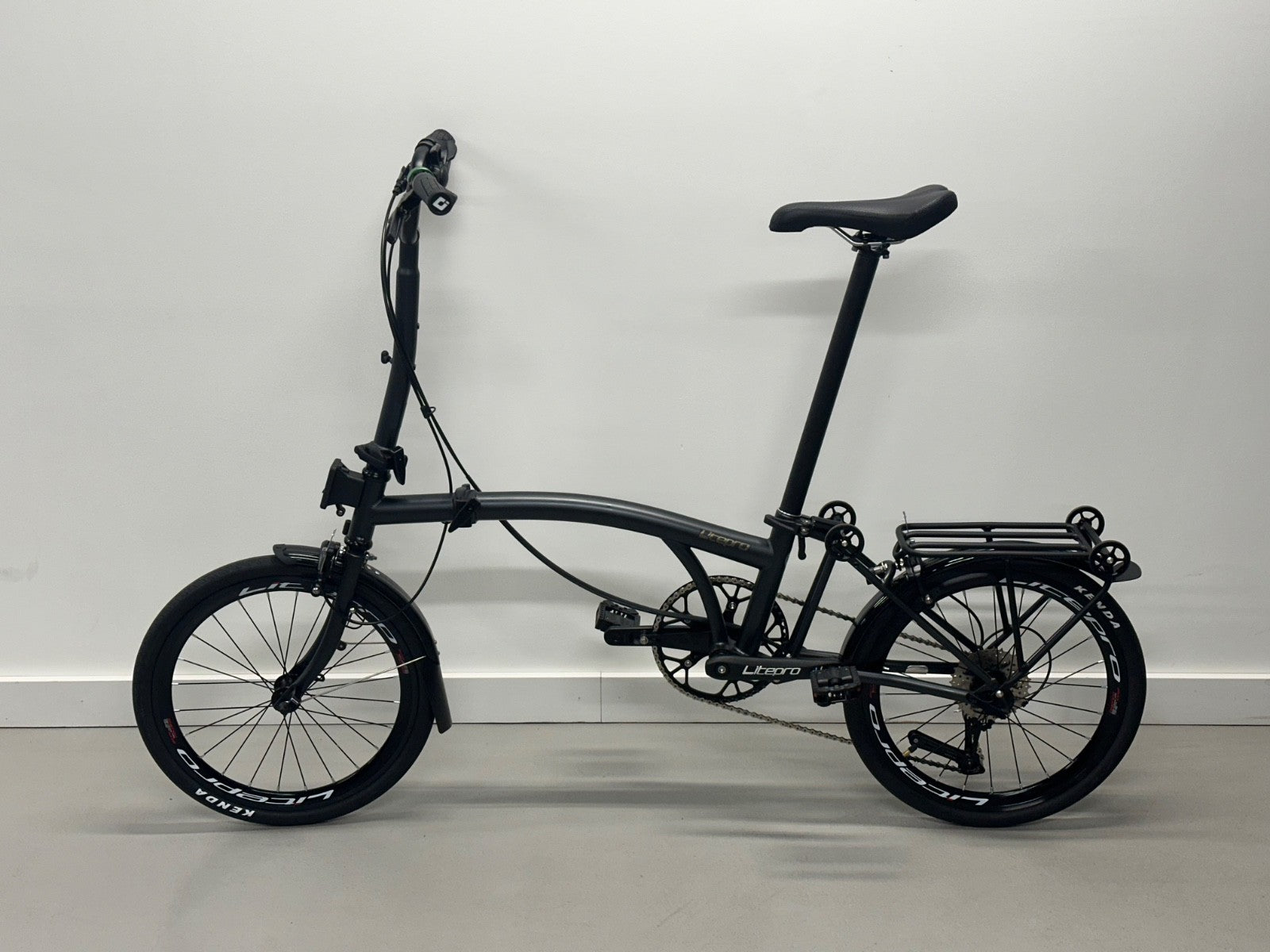 Litepro R20 Brompton Style Folding Bike 20inch 9 Speed - M bar - Titanium Colour