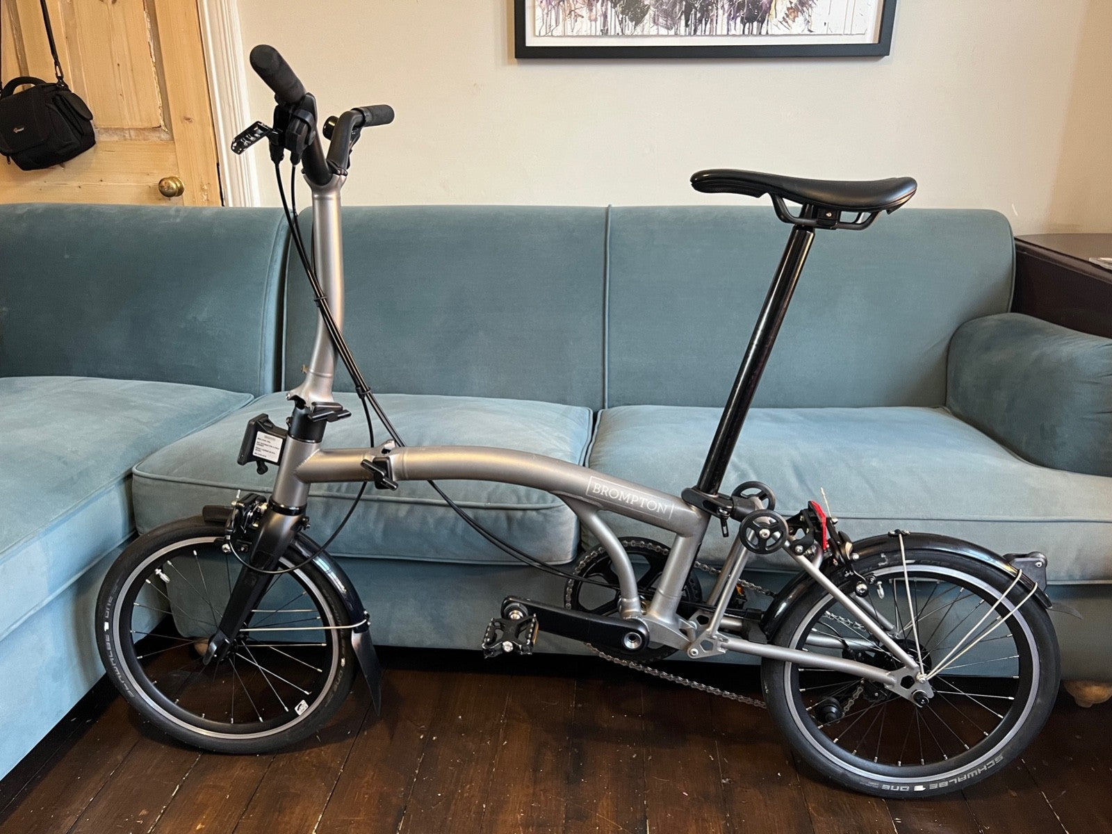 Brompton T-Line 4-Speed Titanium Folding Bike Medium rise