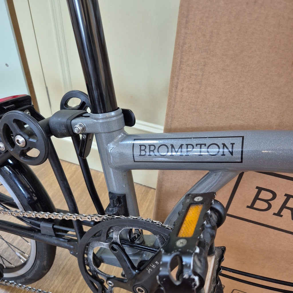 Brompton P Line 4 Speed Titanium Folding Bike Silver Black