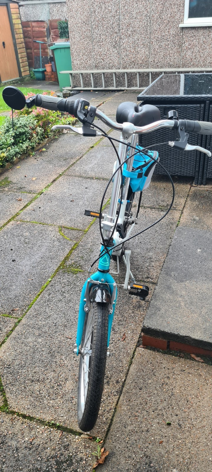 Compass 20in Folding Bike Blue/Silver 6-Speed Rear Rack Mudguards Kickstand