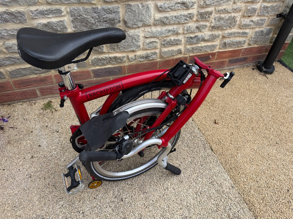 Brompton M3L Folding Bike - Red, 2021 year, Excellent Condition with Easy Wheels