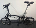 Brompton 2020 Folding Bike 16 in Black with Mudguards, Flat Bar, Caliper Brakes
