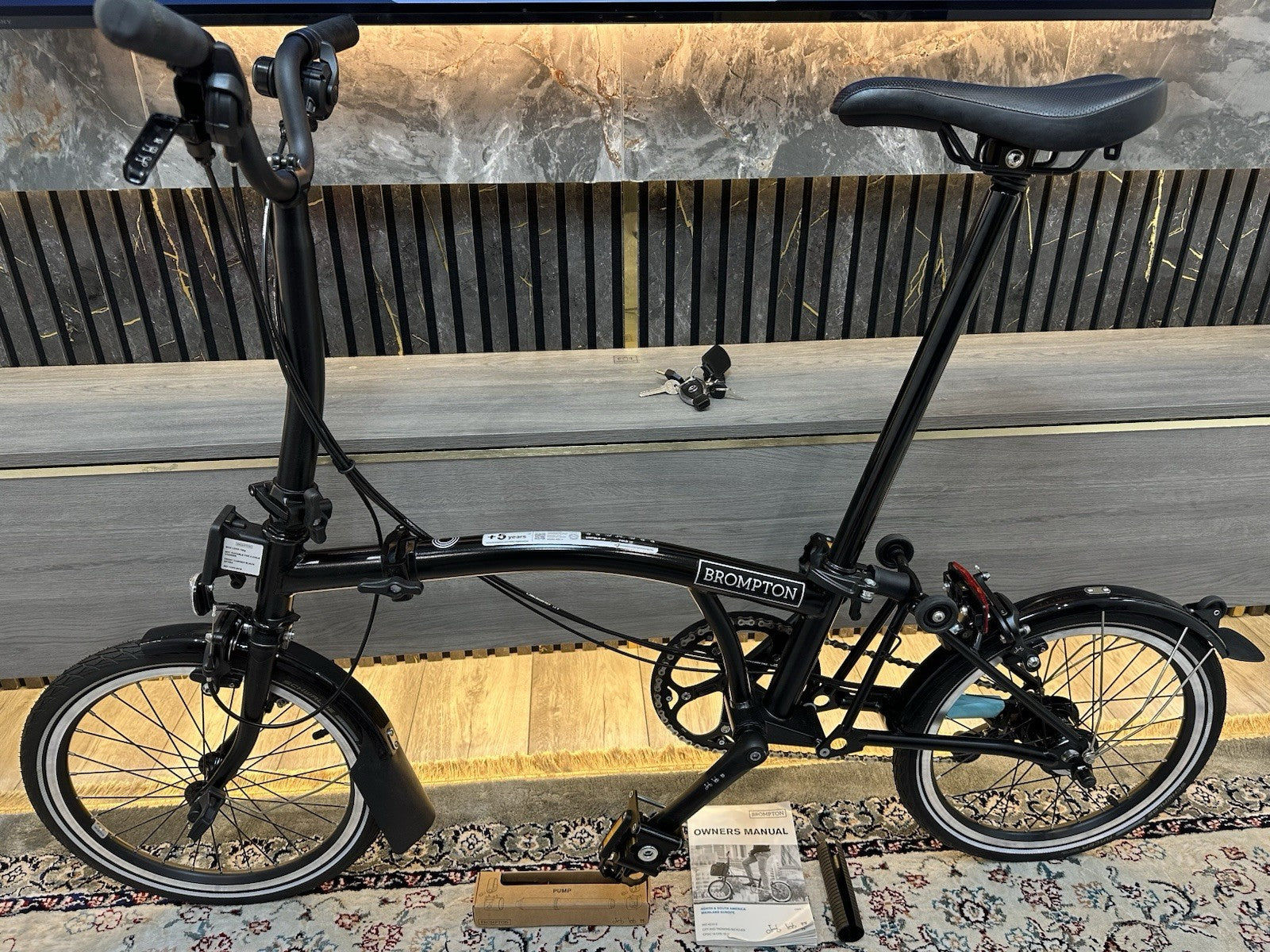 Brompton C Line 6 Speed Mid Handlebar Folding Bike - Matt Black