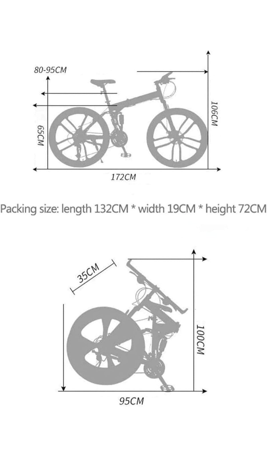BSTSEL 26 Inch Adult Folding Mountain Bike