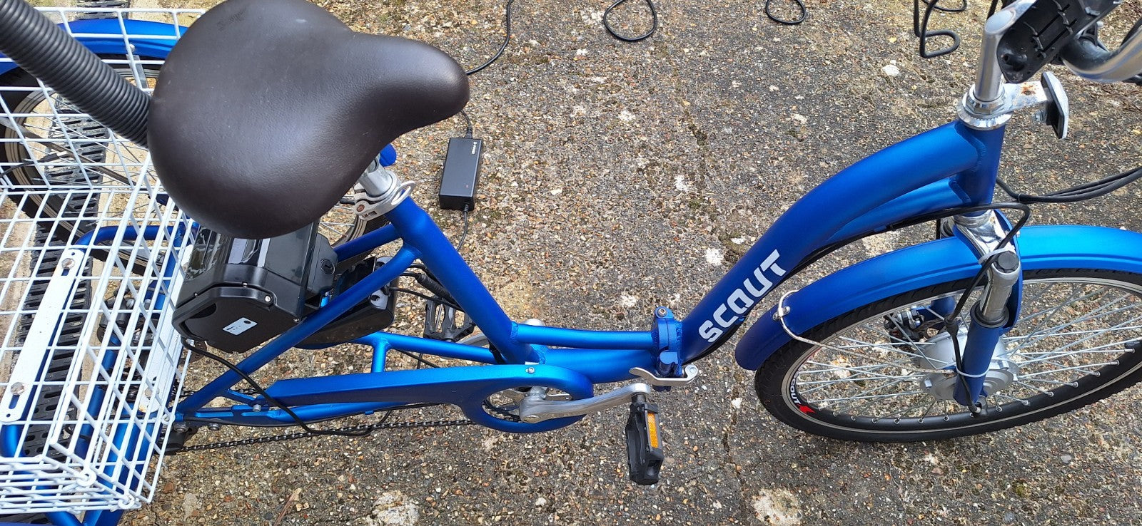 Trike Scout Electric 24" Tricycle Adults Seniors Foldable 6 Speed With Basket