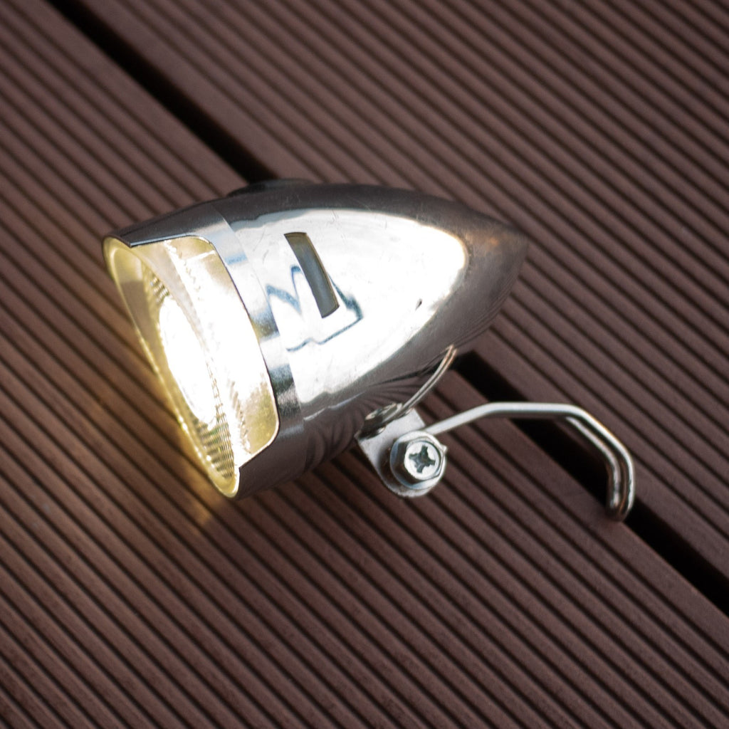 Brompton Front Retro LED Headlight & Rear Spanninga LED Reflector Light Bracket