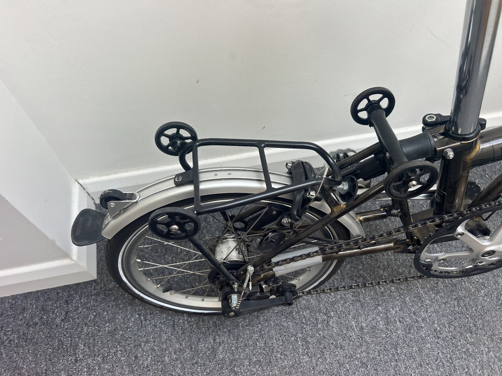 Used Brompton S6L Raw Lacquer 6 Speed Folding Bike with Rear Rack