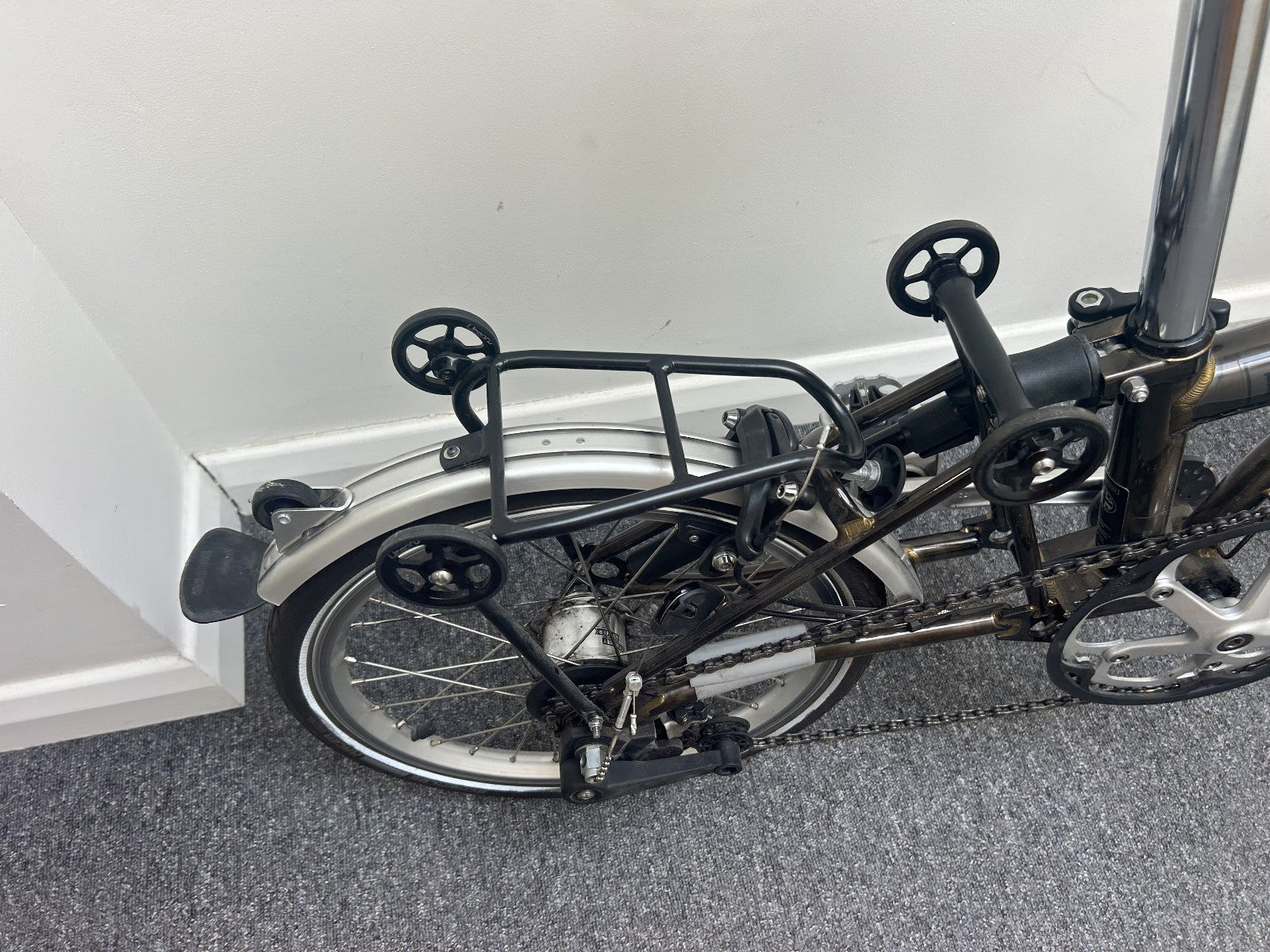 Used Brompton S6L Raw Lacquer 6 Speed Folding Bike with Rear Rack