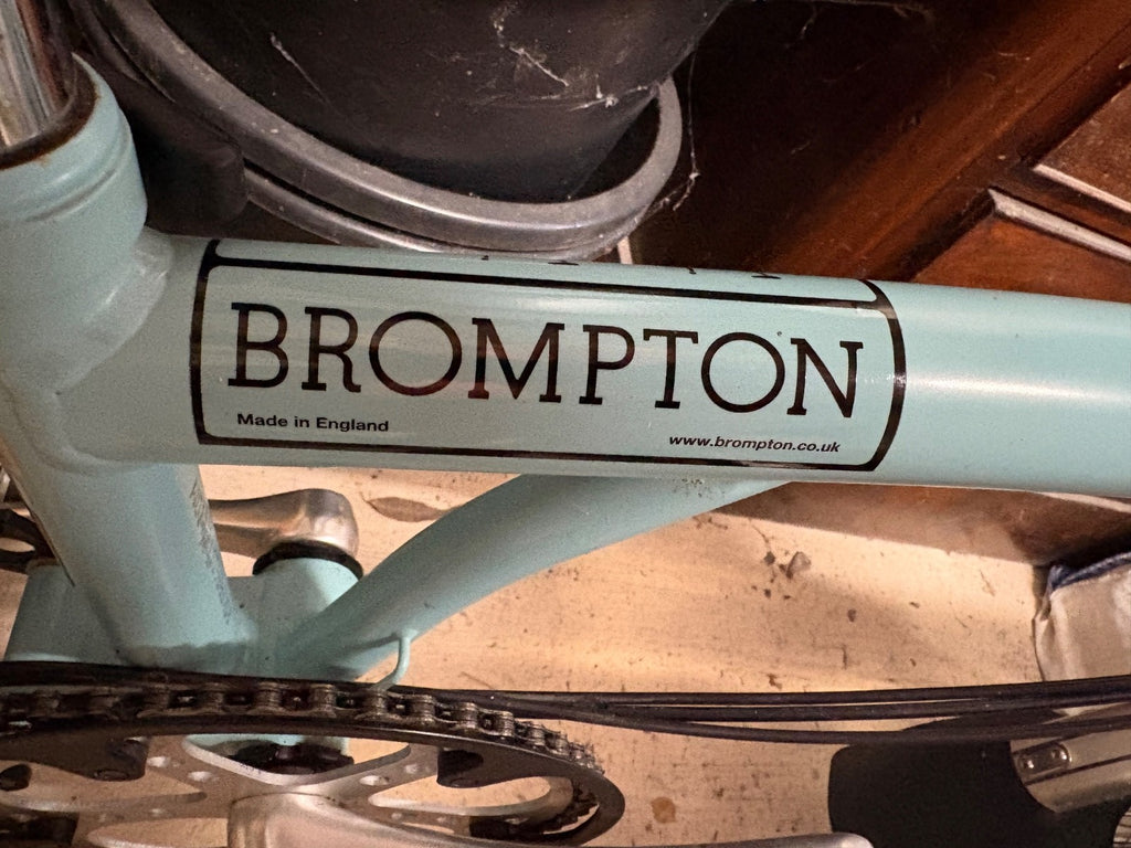 classic brompton folding bike used -mint green + accessories as shown in photos