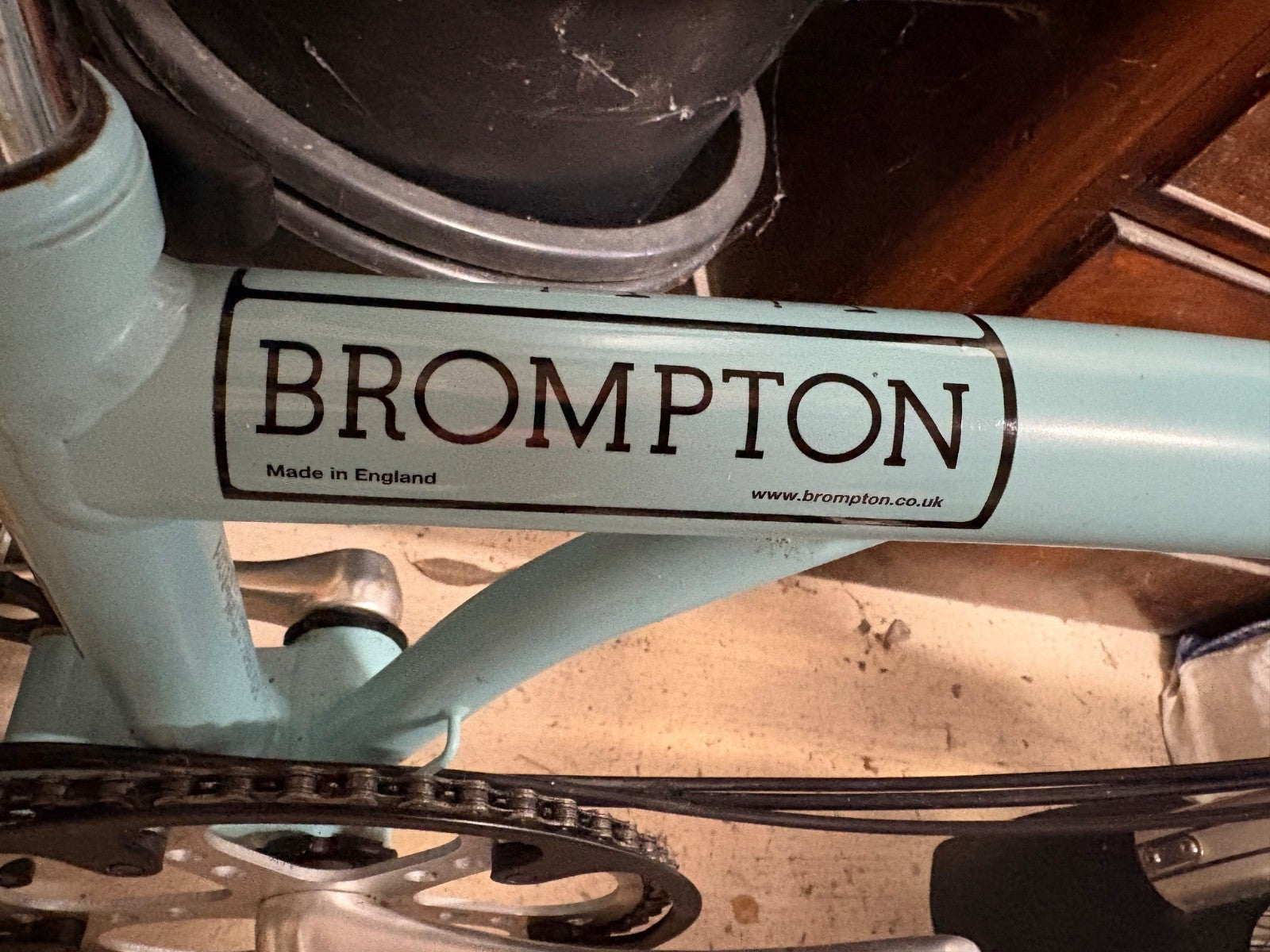 classic brompton folding bike used -mint green + accessories as shown in photos