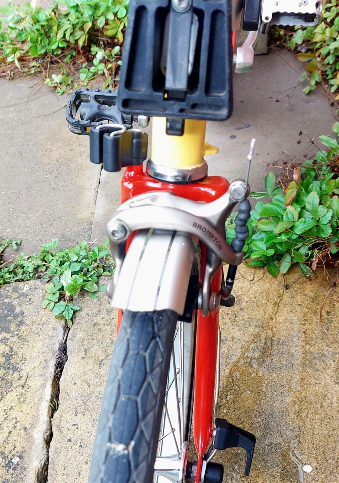 Brompton 3-Speed Red & Yellow Folding Bike + Front Travel Bag ('T-Bag')