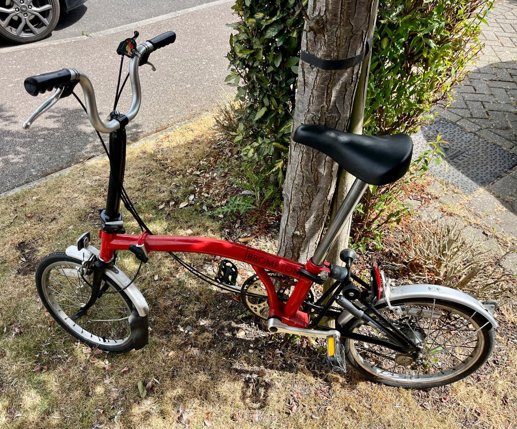 Brompton Folding Bike – 3 Speed (M-Type) – Red – Compact Commuter
