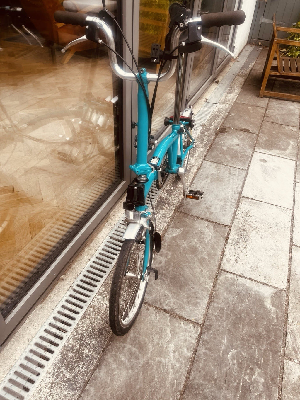 Brompton Folding Bike. Classic M3L model. 3 speed, lock and pump.