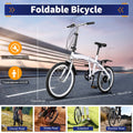 White Folding Bike Foldable City Bike for Adult 20" Commute Bicycle 6Speed Gears