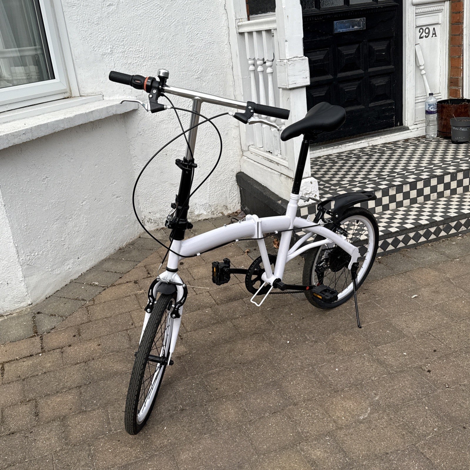 White Folding Bike Foldable City Bike for Adult 20" Commute Bicycle 6 Speed Gear