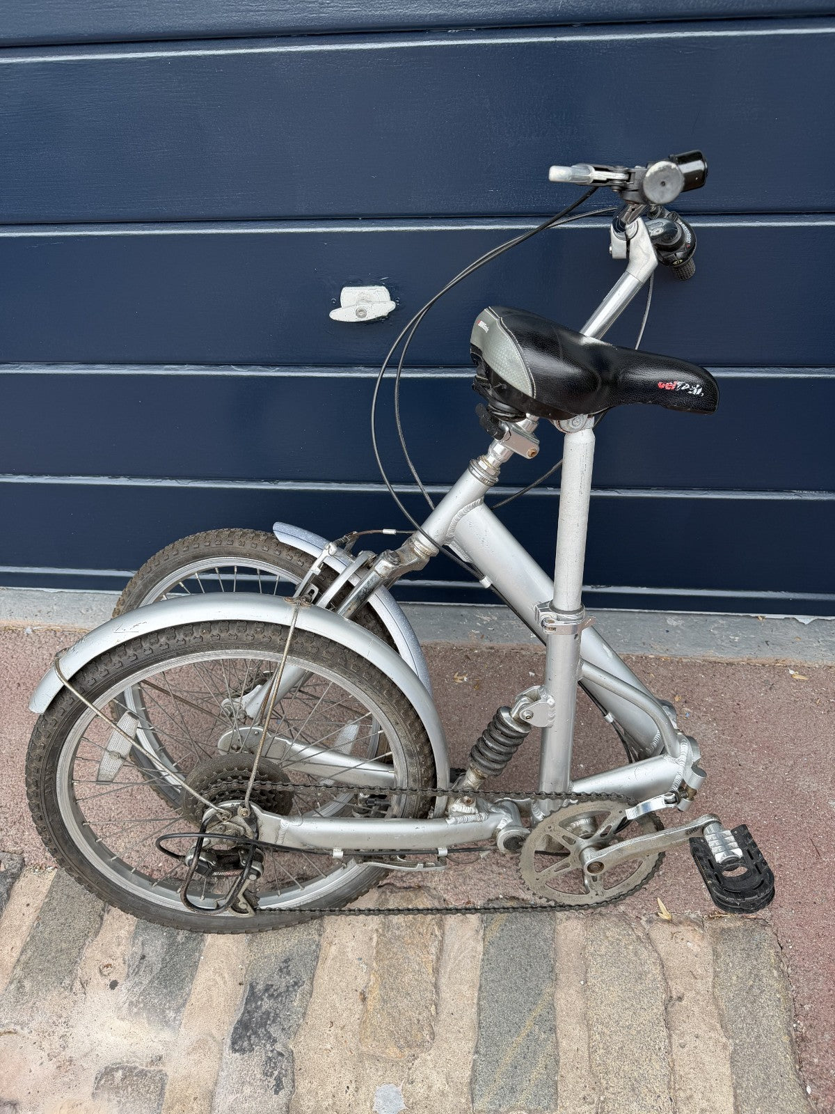 Vintage Silver Aluminium Folding Bike 6 Speed Grip Shifter