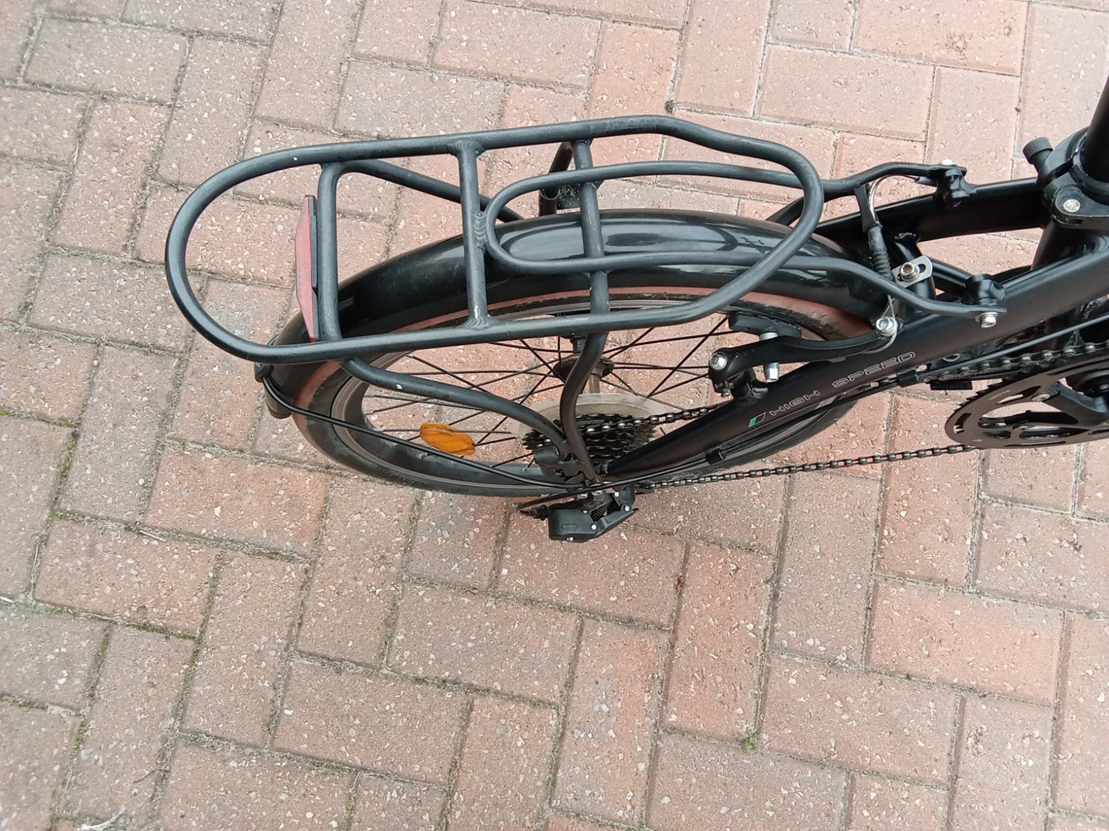 Ecosmo Folding Bike 20in Black 7-Speed Rear Rack Mudguards Kickstand