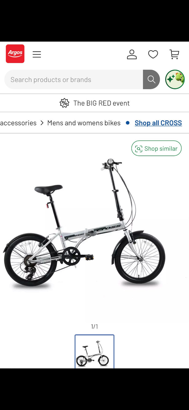 Cross 20 inch Unisex Folding Bicycle - Silver