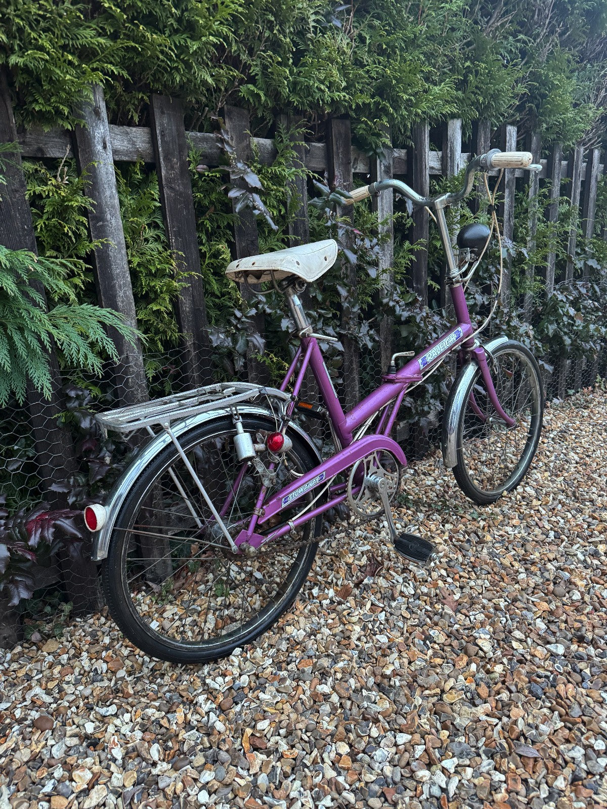 RALEIGH STOWAWAY FOLDABLE SHOPPER BICYCLE BIKE - 3 SPEED SA HUB - PURPLE