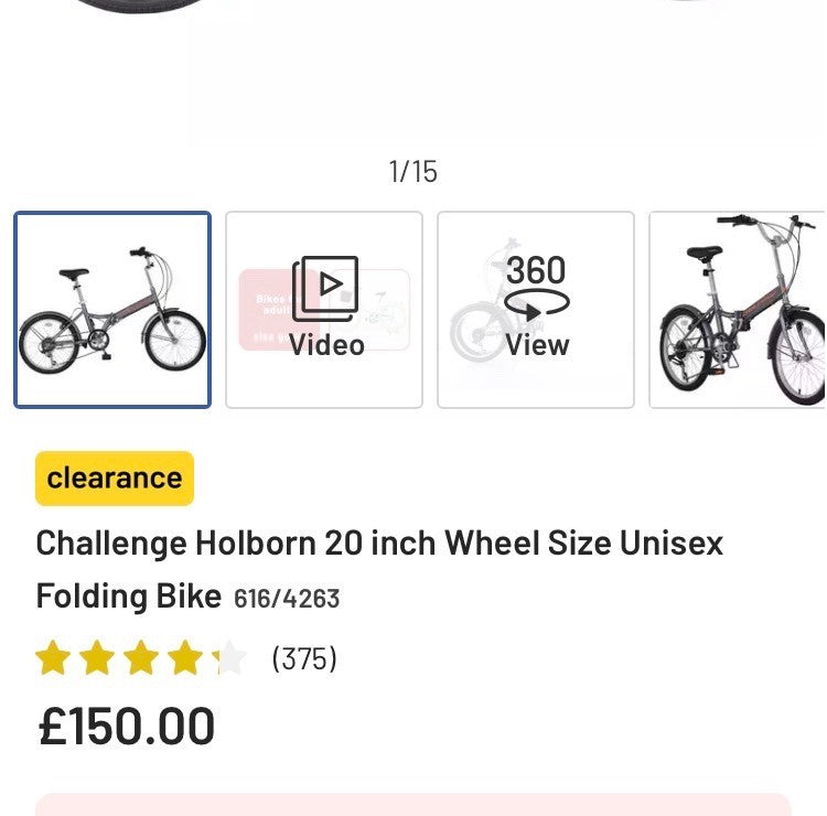Challenge Holborn Folding Bicycle Black 20in Wheels Camping Commuting Bike New