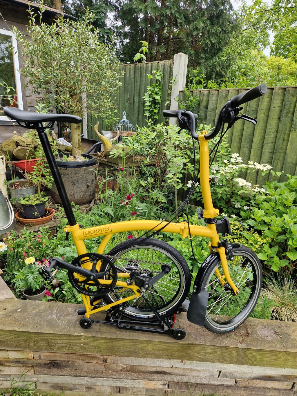 Brompton C Line 6 speed/Rack  Explore, Bumblebee Yellow/Black Mudguards LED