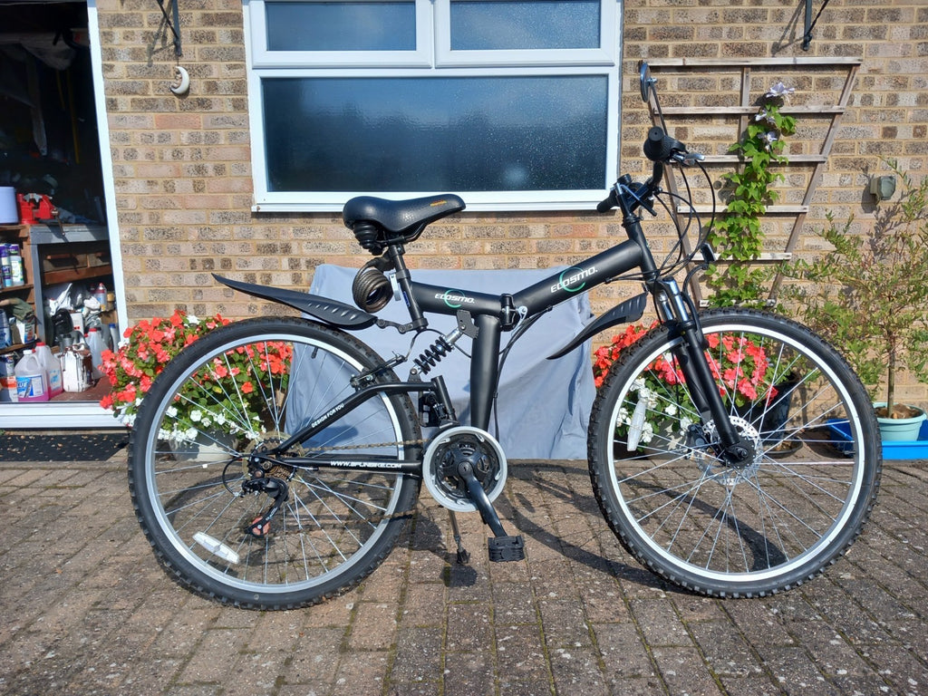ecosmo folding bike mens black, 21 speed.