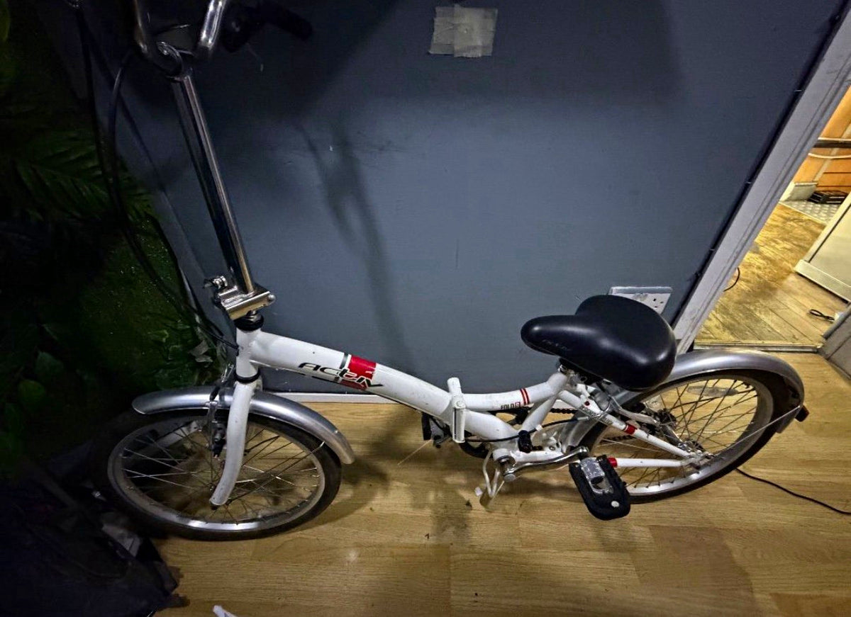Dahon 1992 Folding Bike 20in White Steel Flat Bar V-Brake Vintage