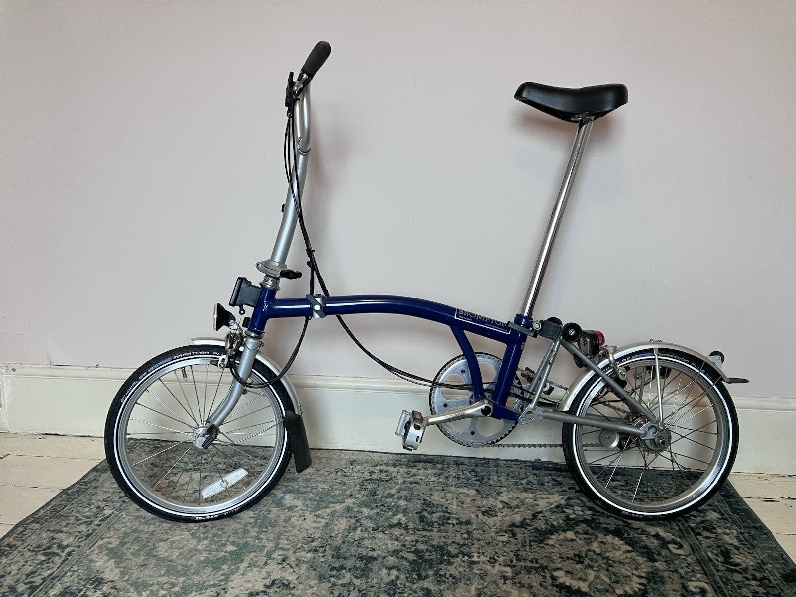Brompton 2006 M3L Folding Bicycle 3-Speed in Blue with Brompton Dynamo Lights