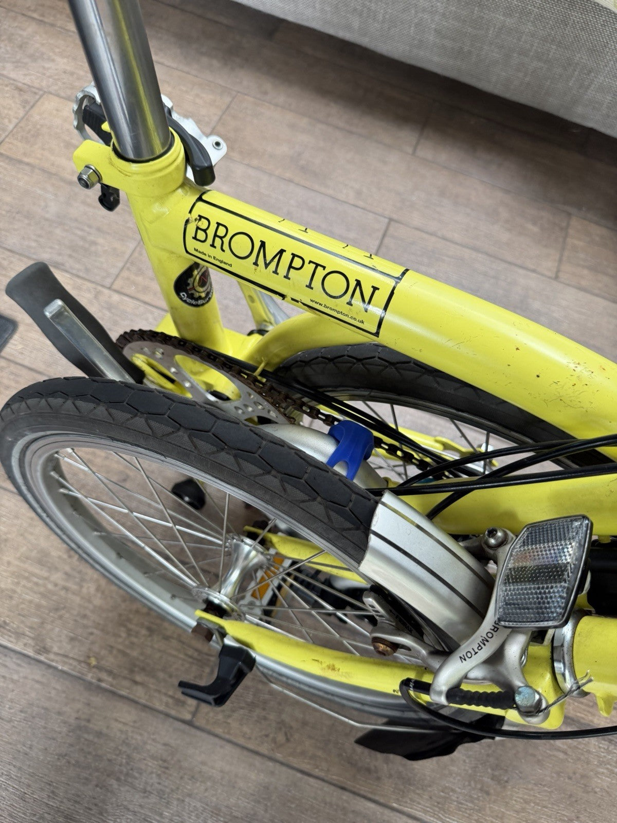 Brompton Yellow Folding Bike 16in 3-Speed Caliper Brakes Riser Bar