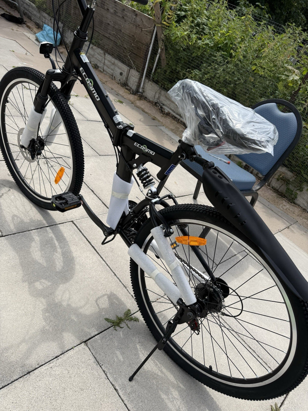 ECOSMO 26in Folding Bike 21 Speed Full Suspension Black Mechanical Disc Brakes