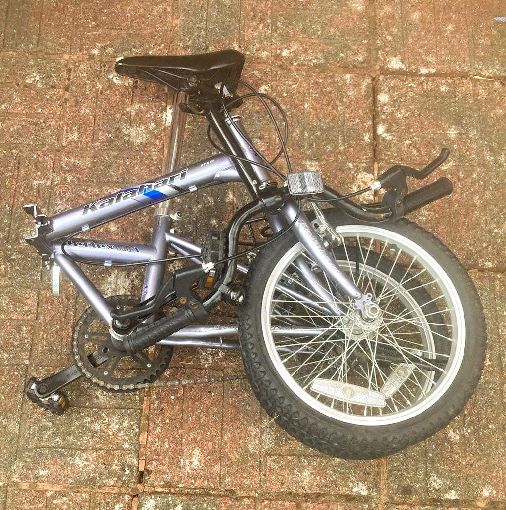 Reflex 100 Folding Bike Grey 1 Speed Flat Bar V-Brakes Vintage