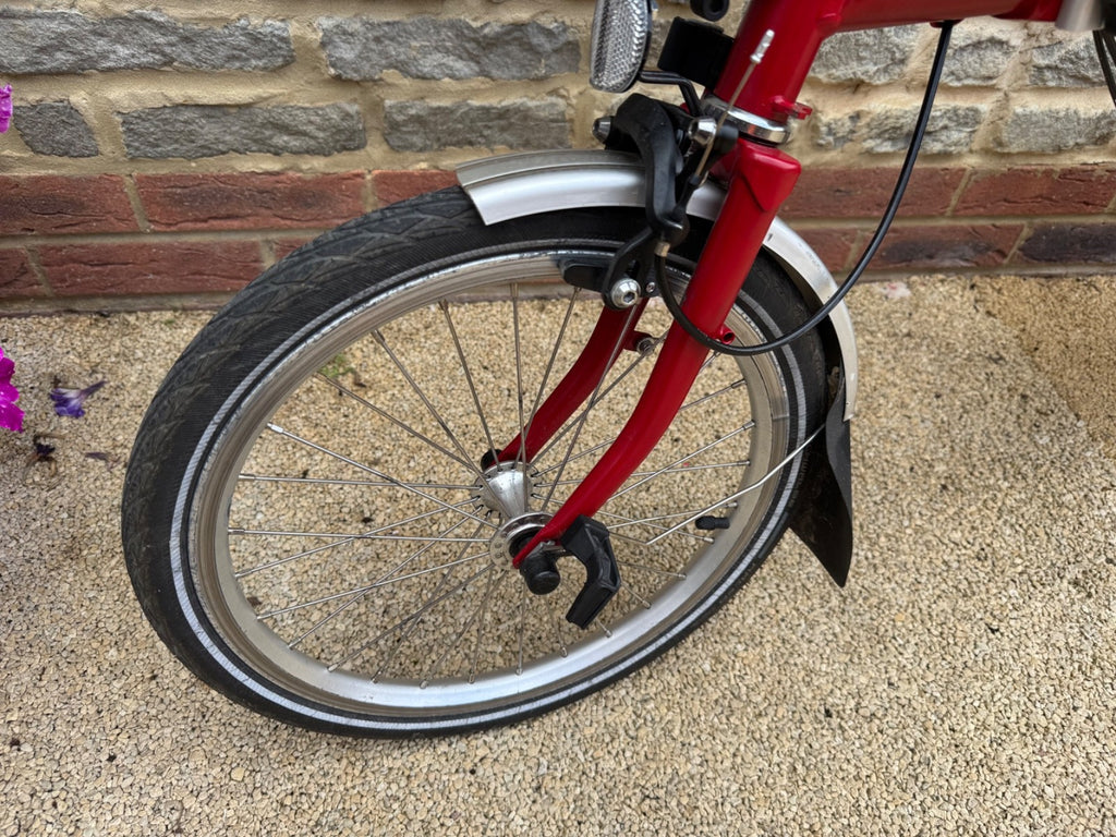 Brompton M3L Folding Bike - Red, 2021 year, Excellent Condition with Easy Wheels