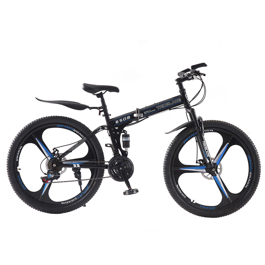 SHIMANO Folding Mountain Bike 24-27.5Inch Wheel 21 Speed Full Suspension Bicycle