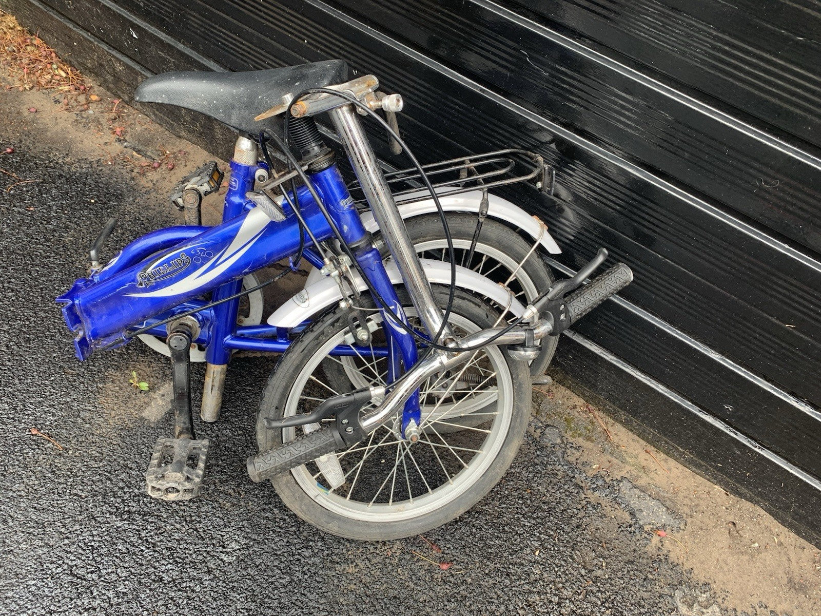Phillips Fold Away Bike Cycle Blue With Built In Stand