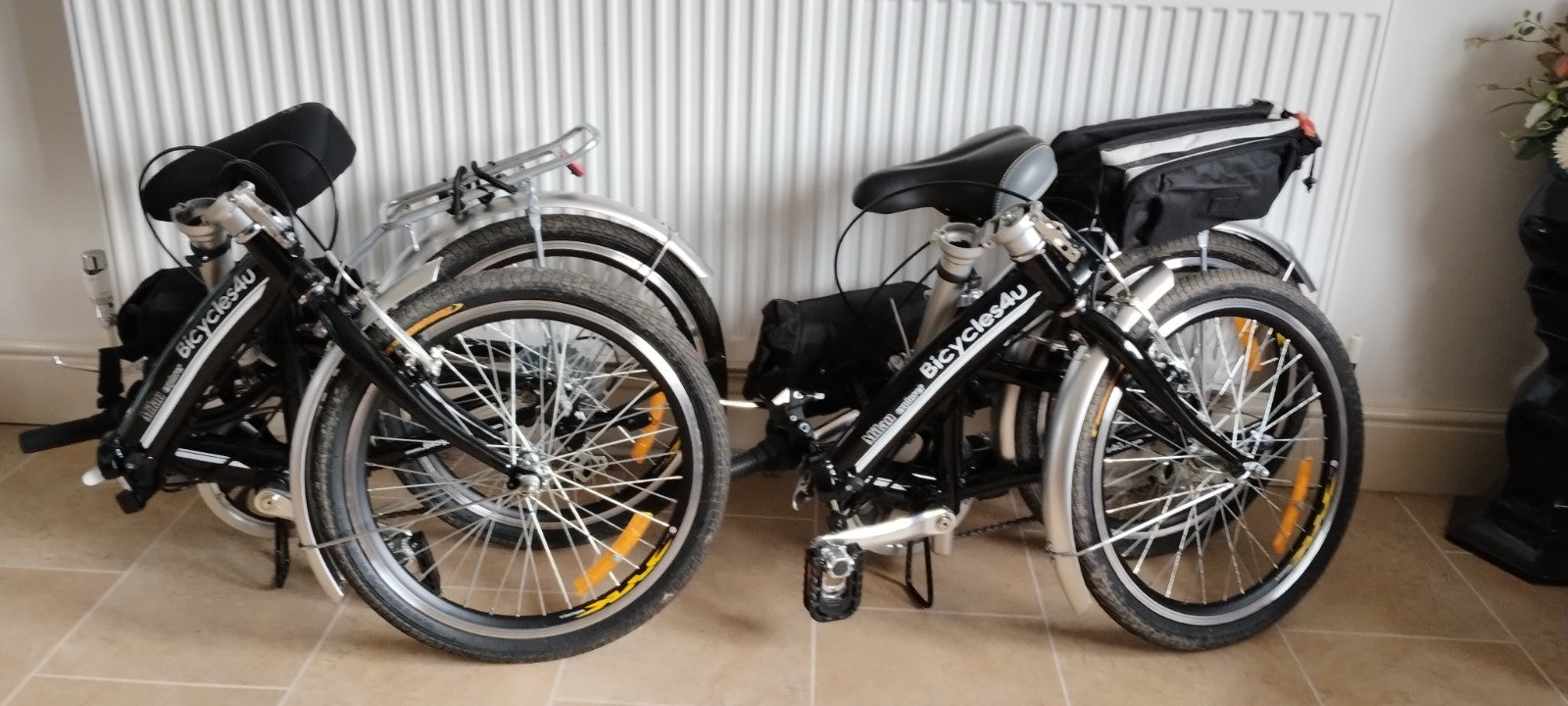 Pair of Bicycles4u Milan Explorer Folding Bicycle 20 Wheels with bags etc