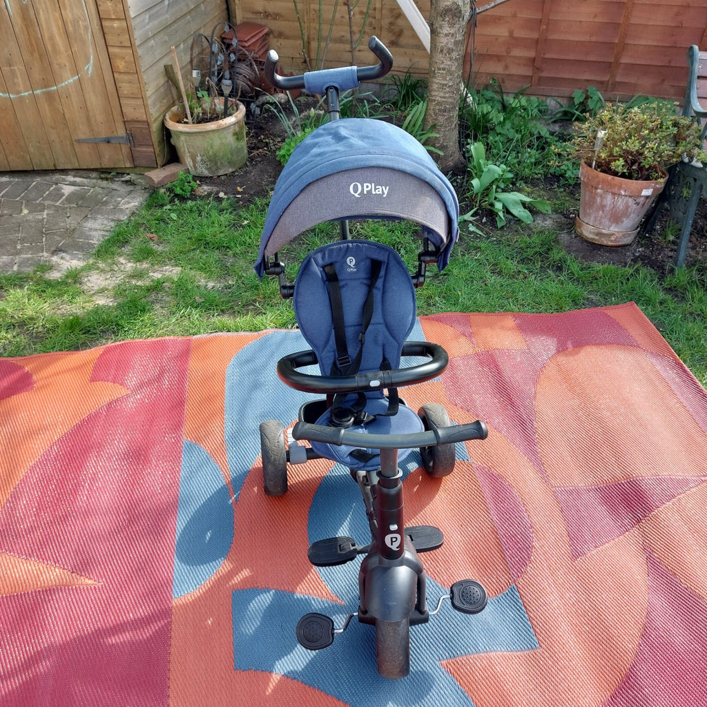 QPlay Rito Star Folding Trike Bike, Blue, With Sun Canopy