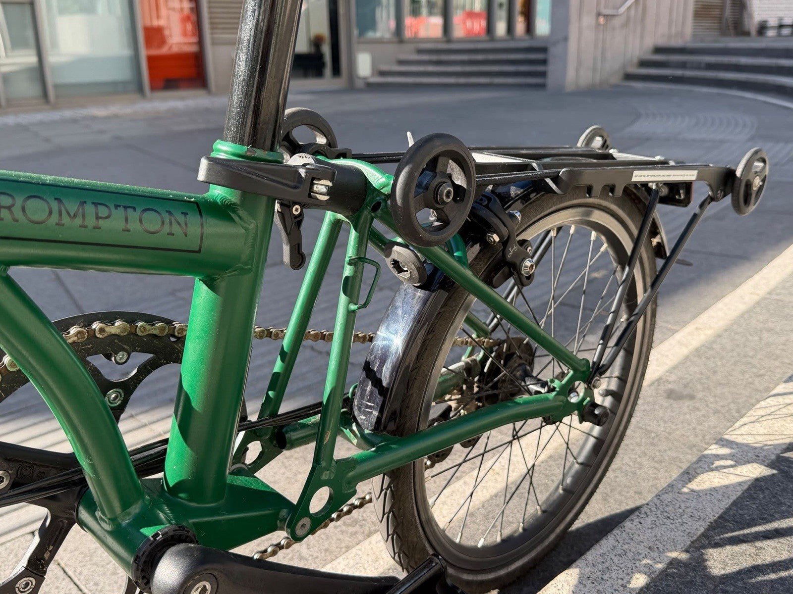 Brompton Folding Bike - Racing Green - M Bar 2 Speed With Rear Rack & Mudguards