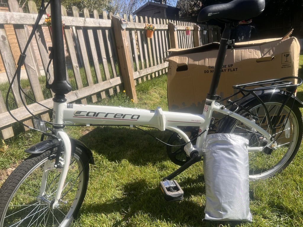 Carrera Transit 20in Folding Bike 3-Speed White/Black Rack Mudguards MPN 361292