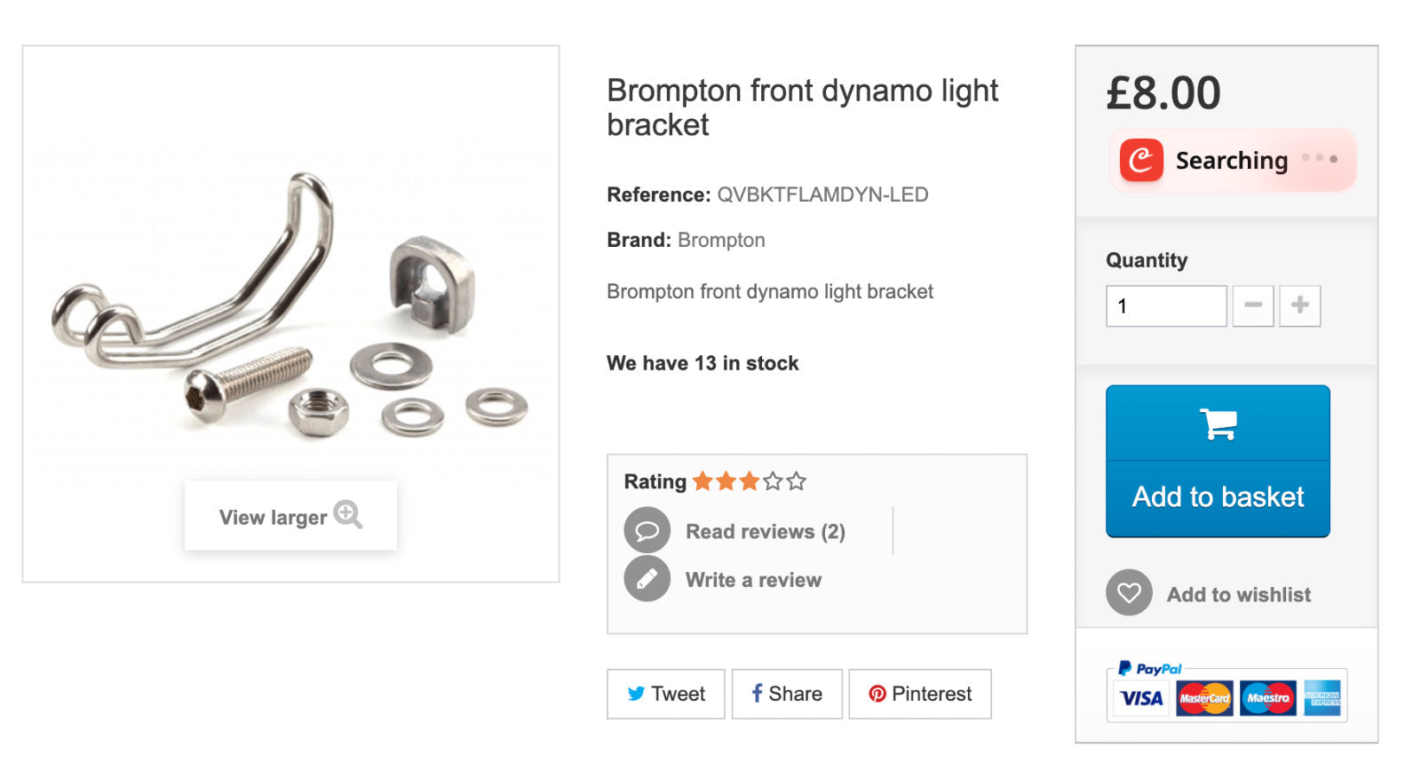 Brompton Front Retro LED Headlight & Rear Spanninga LED Reflector Light Bracket