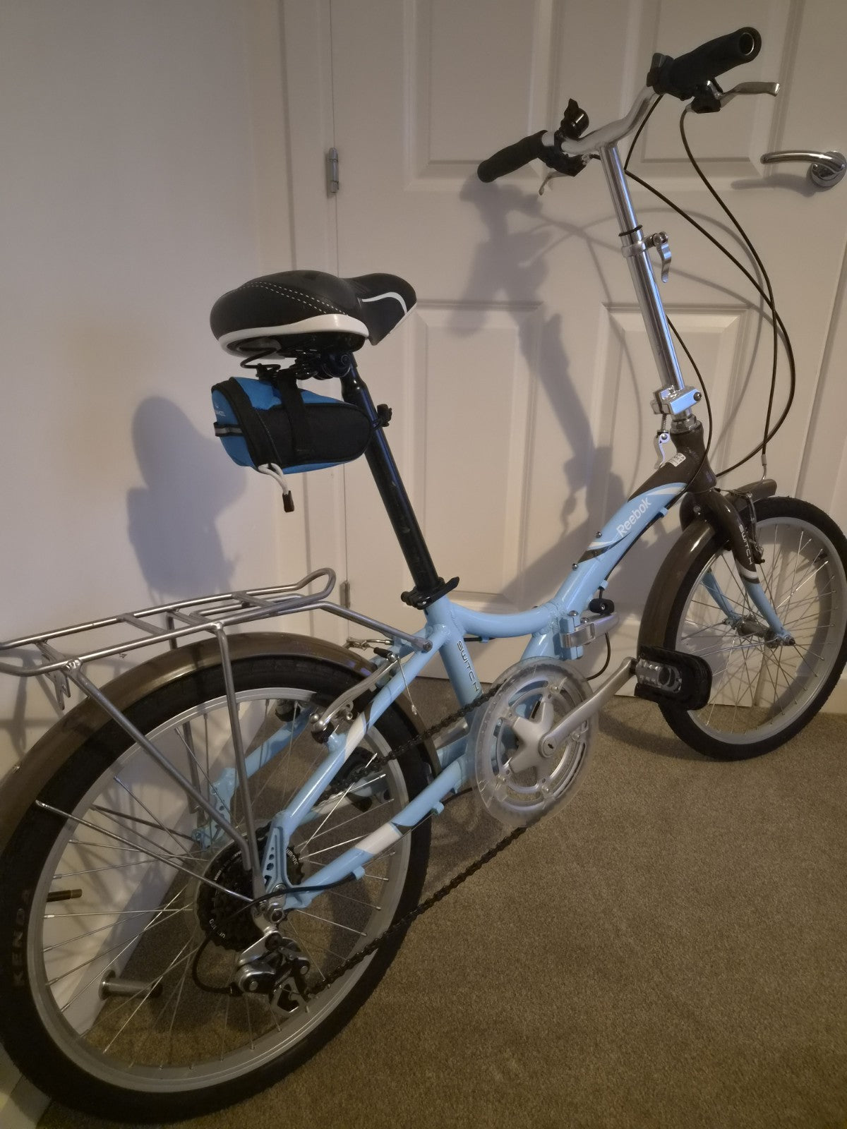 Reebok Switch Folding Bike 20in Light Blue, Rear Rack, Mudguards, Gears