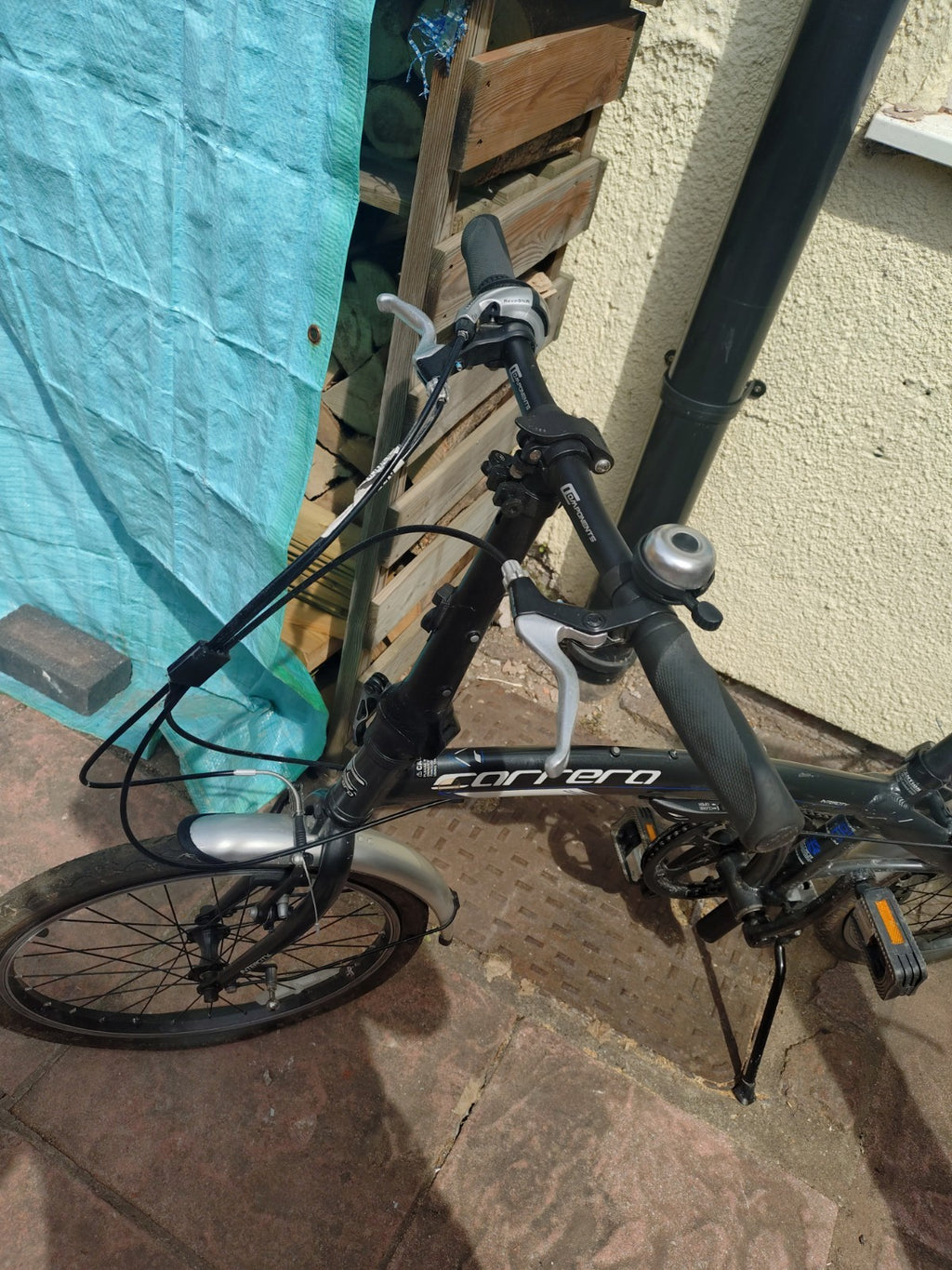 Carrera Transit Folding Bike 20in 8 Speed Black/Grey Rear Pannier Rack