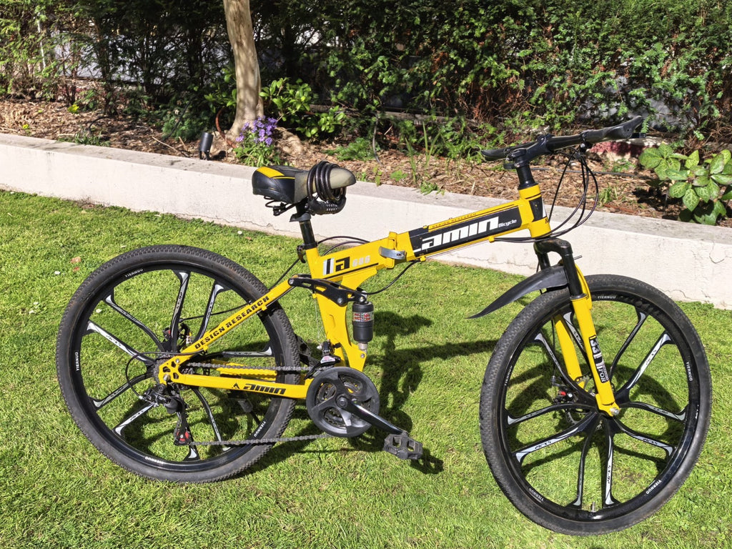 24"/26" Folding Mountain Bike Full Suspension, Disc Brakes, Lightweight 21-Speed
