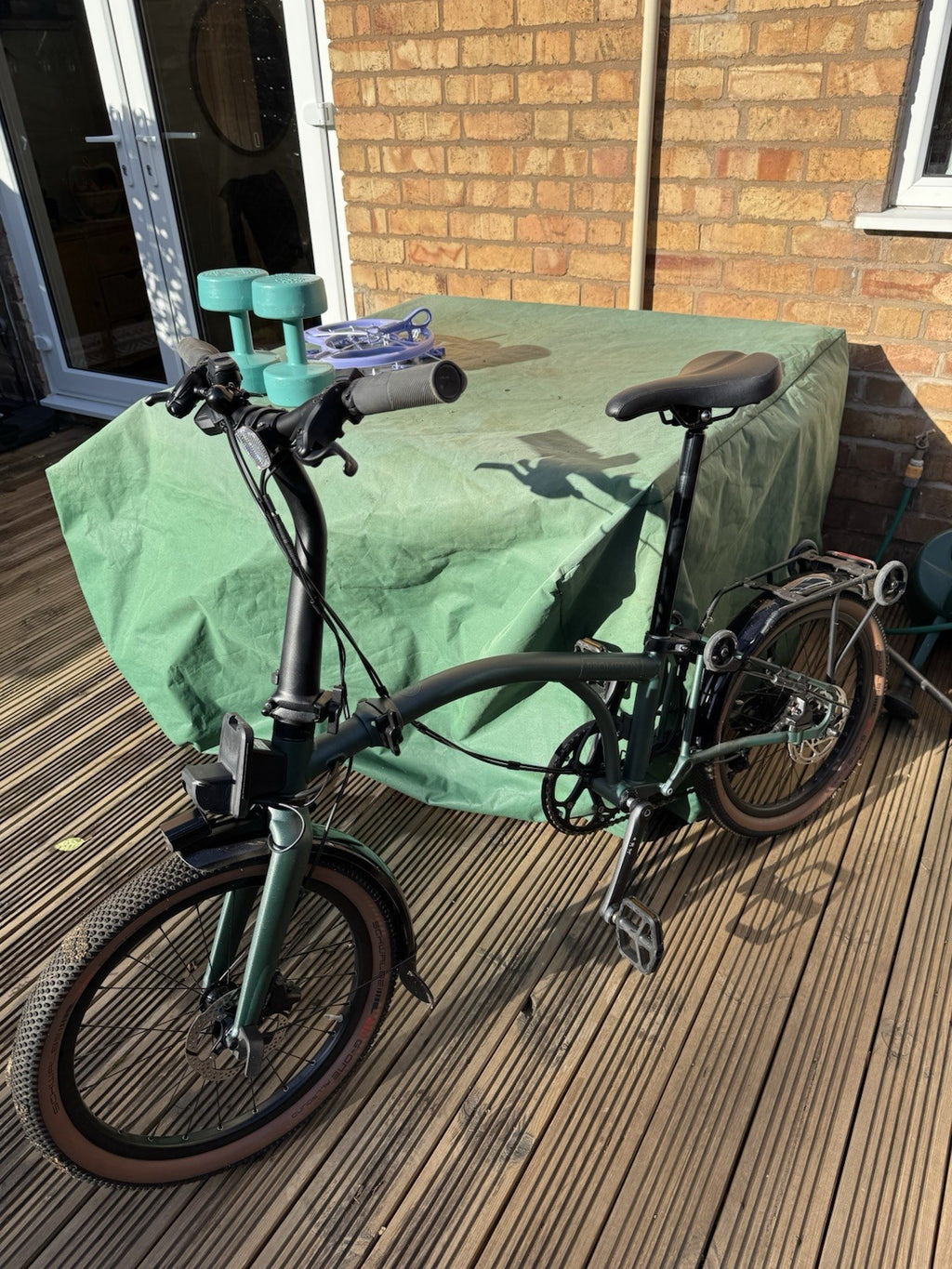 Brompton G Line 20in Folding Bike Green Disc Brakes Mudguards Front Light