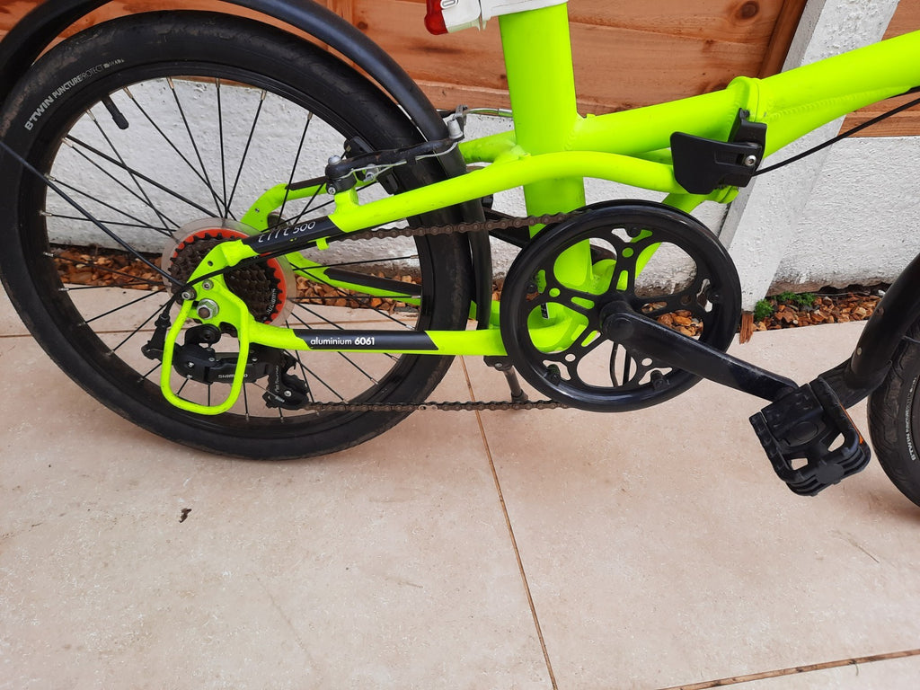 BTWIN Tilt 500 Neon Yellow 7 Speed Decathlon Folding Bike Great Condition Ch65