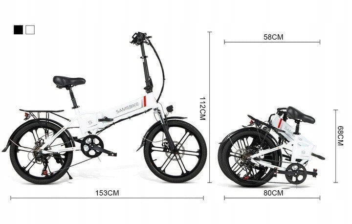 20" Portable Commuter Bike 60Nm 48V 10.4A  Folding City Bike 7 Speed -XD30BL new